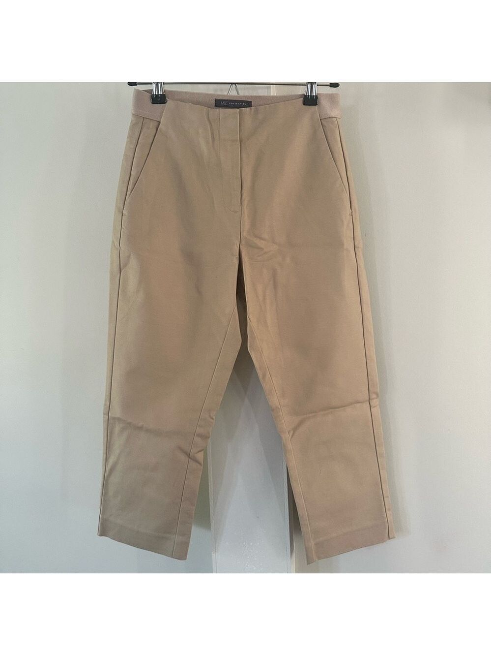 MARKS & SPENCER TAN CAPRI PANTS ELASTIC WAIST & FROTN POCKETS WOMENS  SMALL